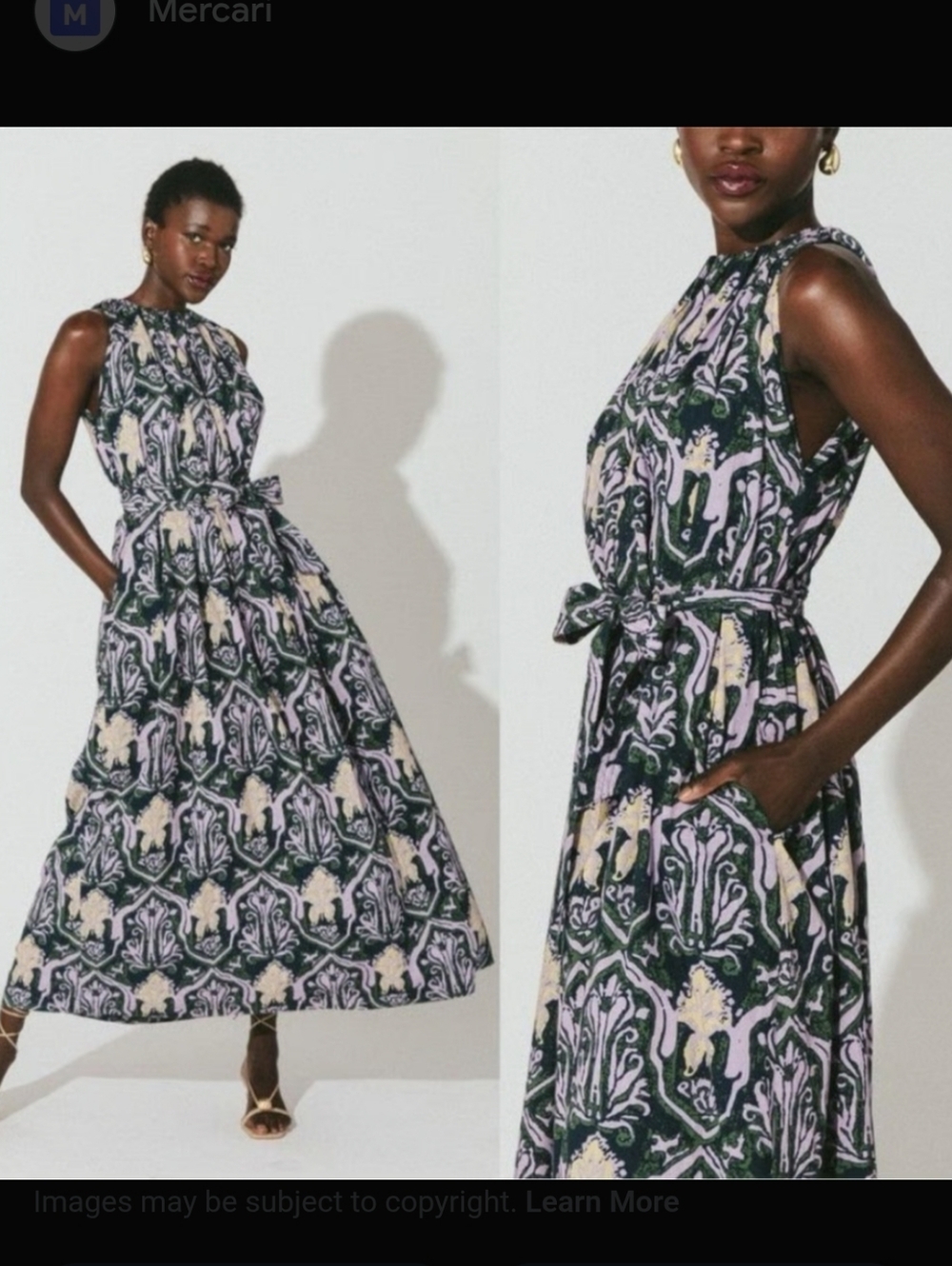 Cleobella Becca Ankle Maxi Long Cotton Sundress Purple Casablanca Floral Size S